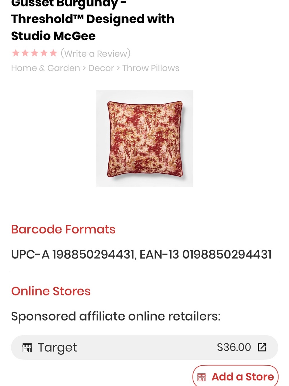 Burgundy Decorative Throw Pillow